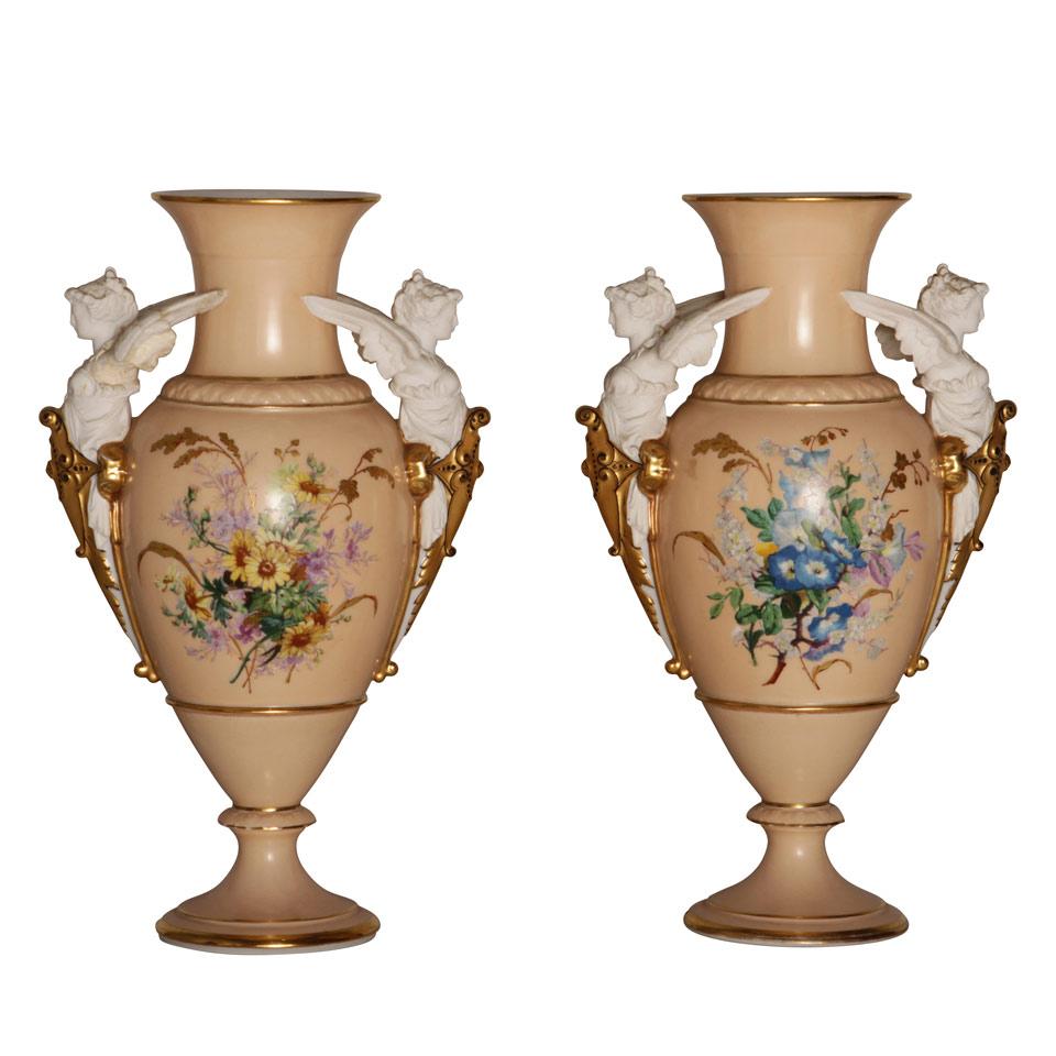 Pair Paris Porcelain Vases, 19th century