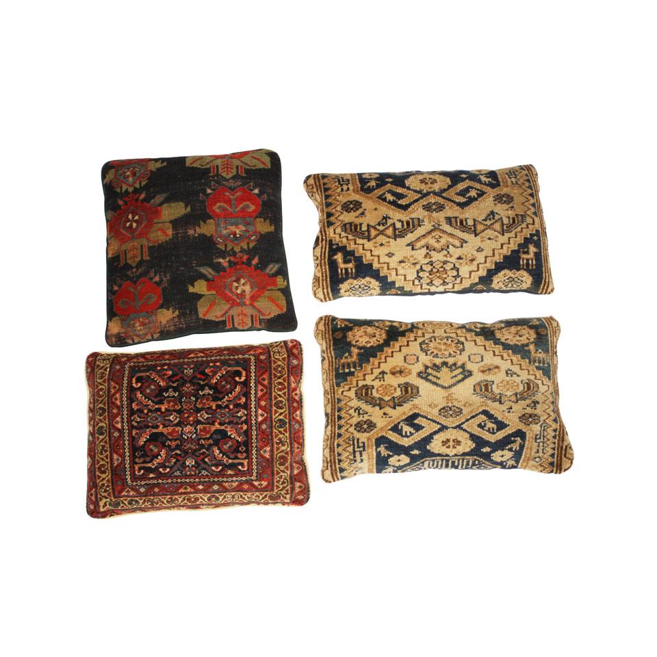 Group of Four Carpet Fragments made into cushions