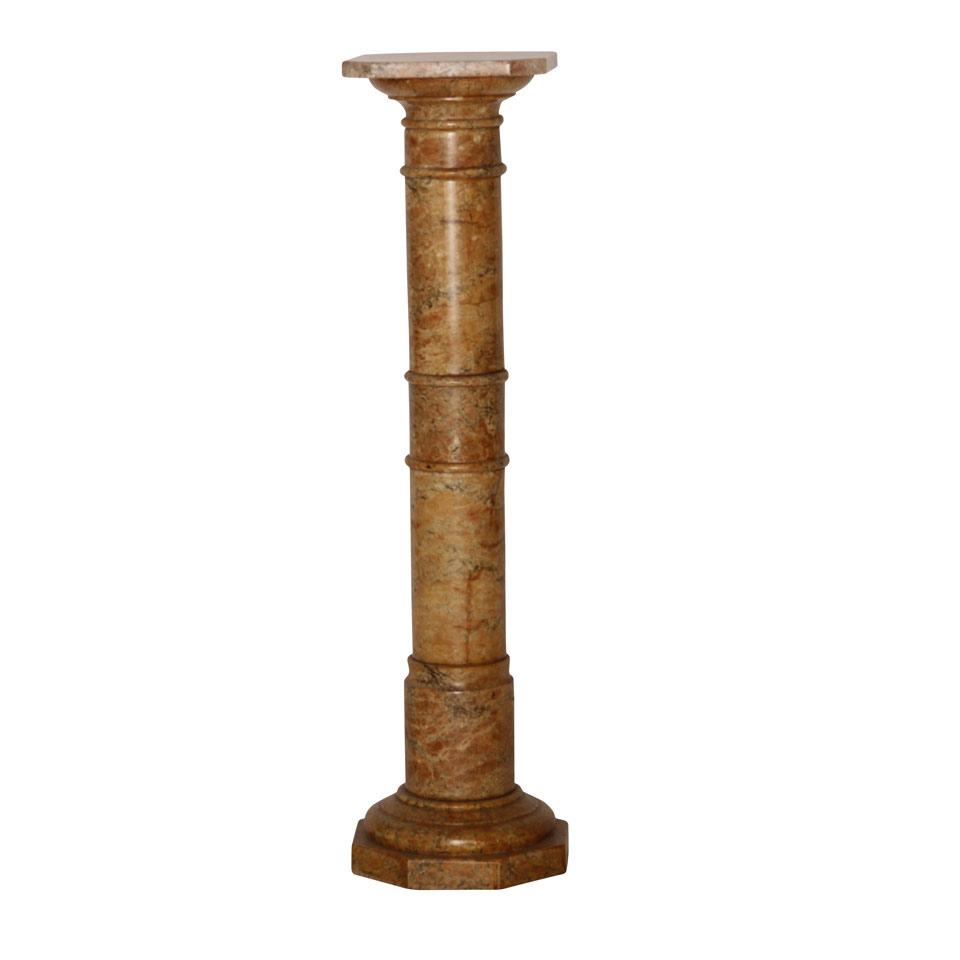 Cylindrical Figured Marble Pedestal Stand