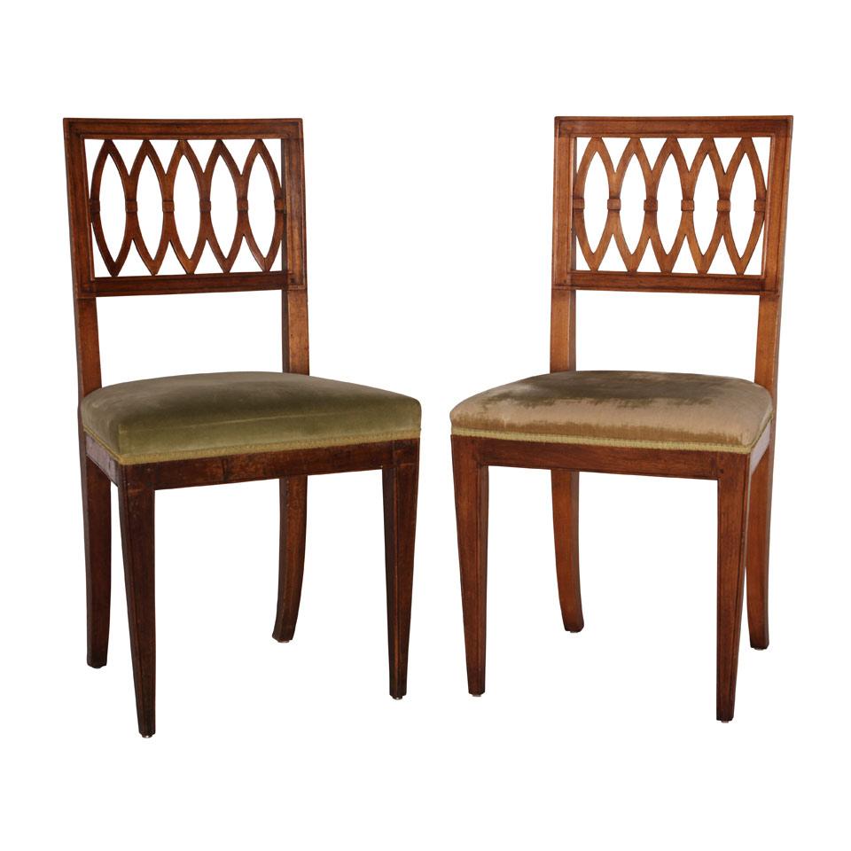Pair of Late Georgian Sheraton Style Mahogany Side Chairs