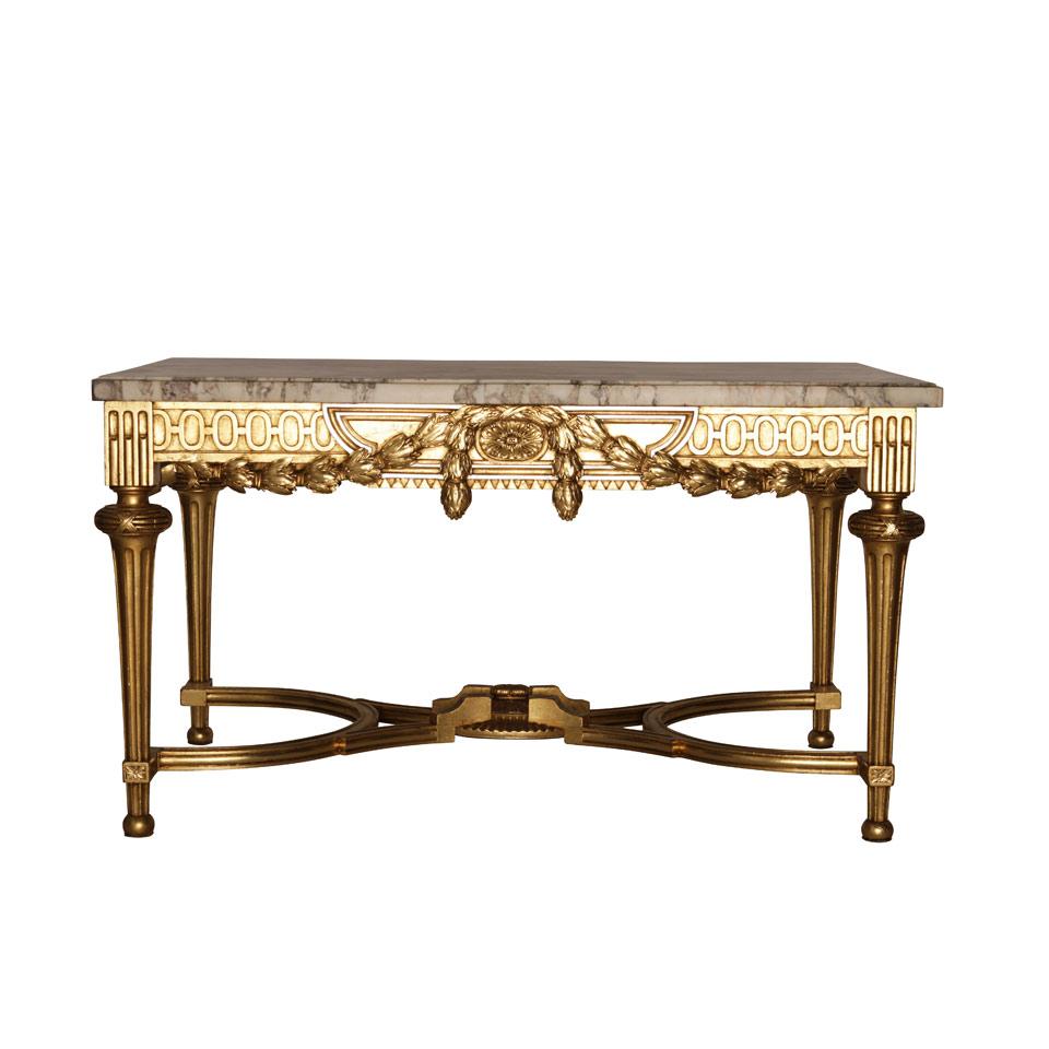 Louis XV Style Giltwood Marble Top Console Table