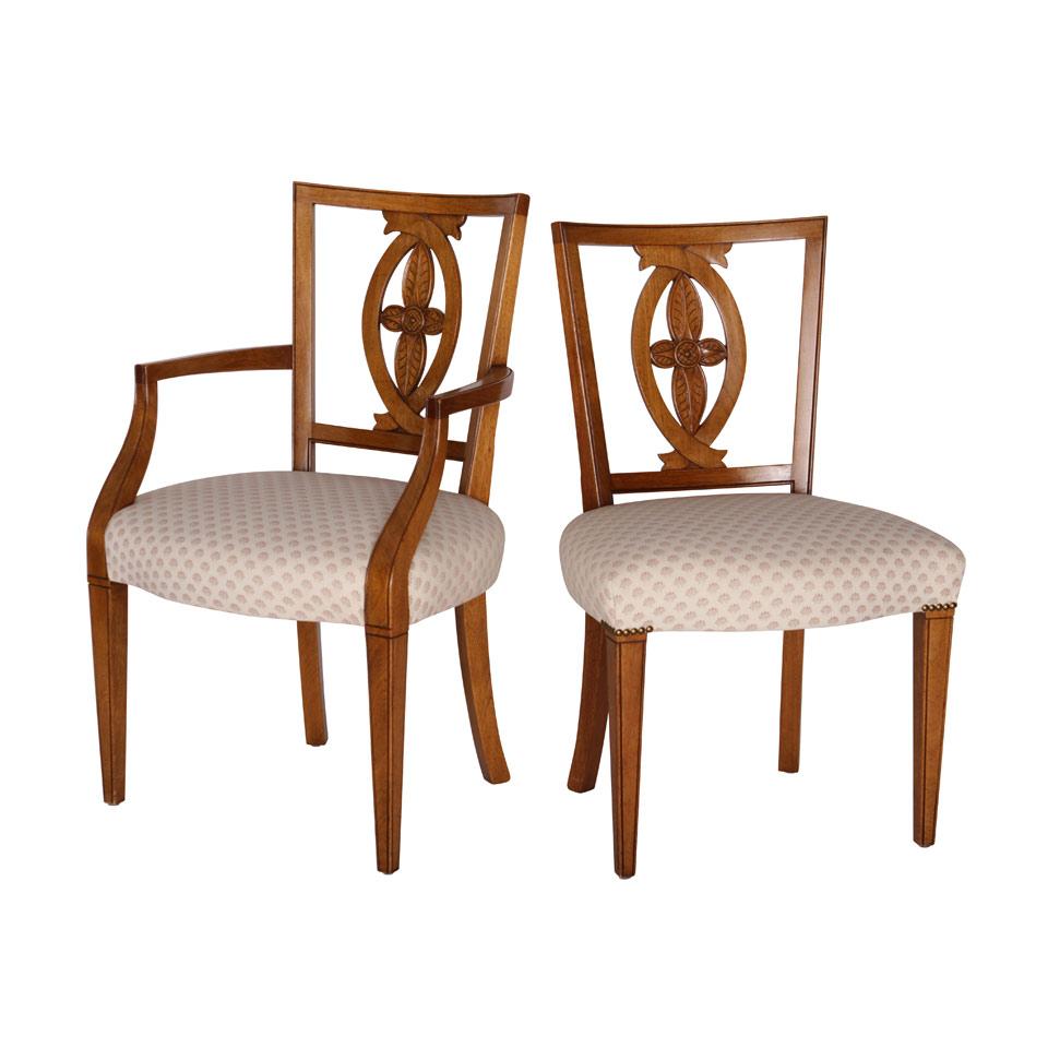 Set of 8 Carved Mahogany Dining Chairs, comprising six side and two arm chairs