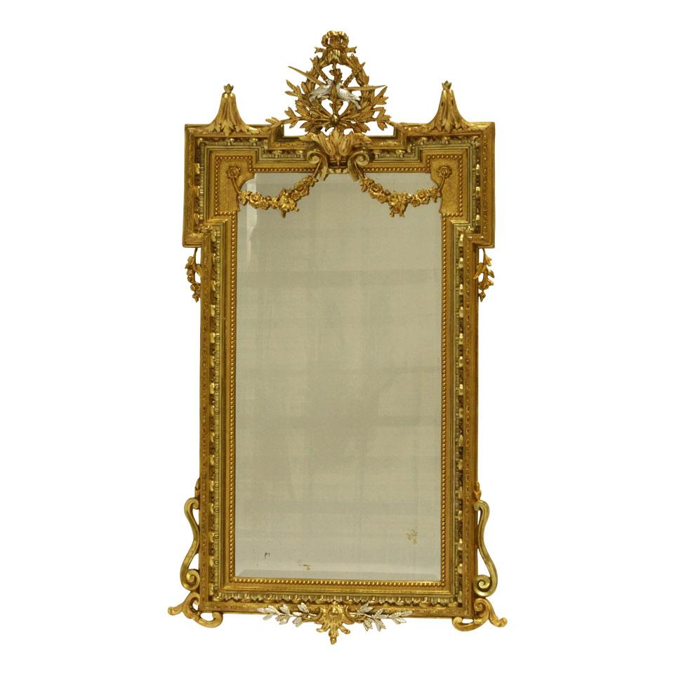 French Giltwood and Silver Gilt Console Mirror, 19th century
