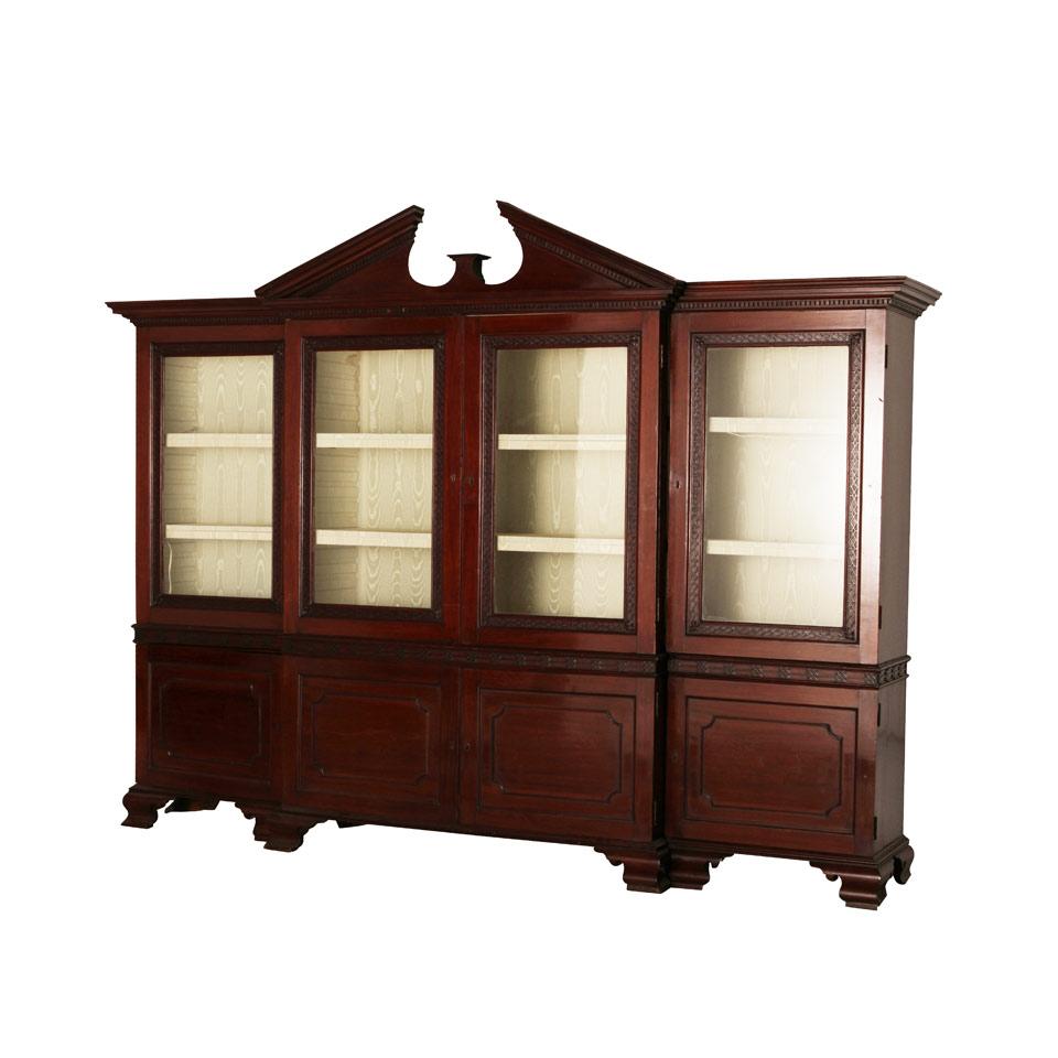Nineteenth Century Chinese Chippendale Style Mahogany Library Bookcase with fretwork carved panels 