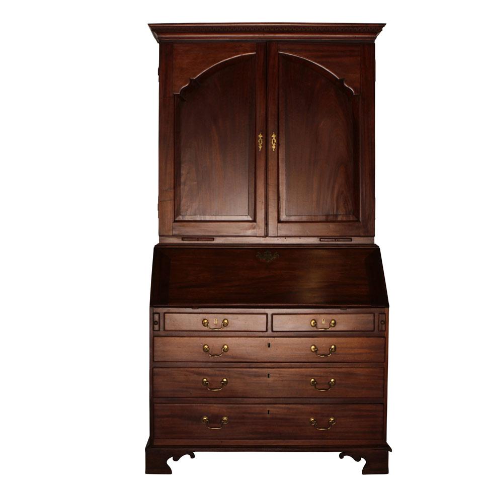 George III Mahogany Fall Front Secretary Bureau with fitted upper section