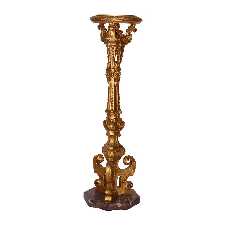 Continental Giltwood Pedestal Stand on a trefoil base