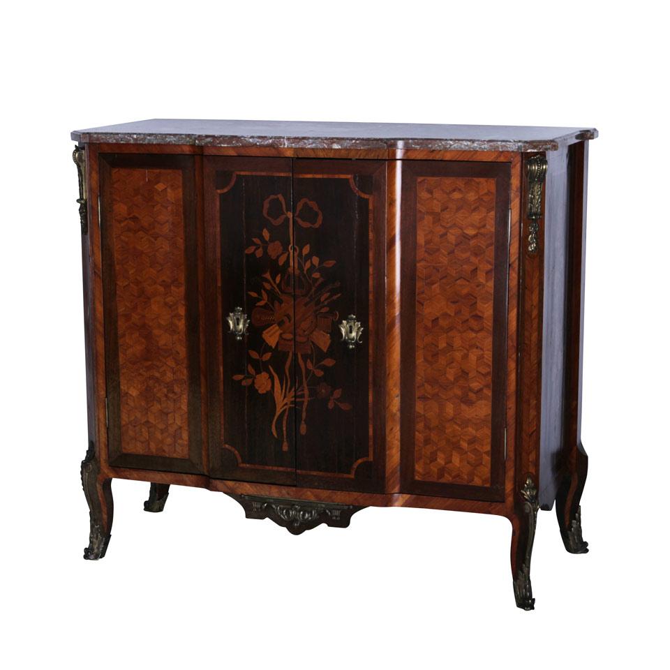 Belle Epoque Marquetry Decorated Gilt Mounted Side Cabinet, 19th c., with alterations