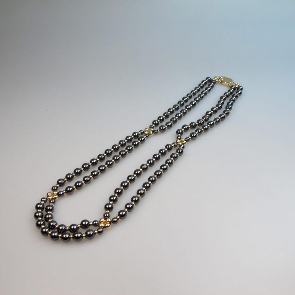 Double Strand Hematite Bead Necklace
