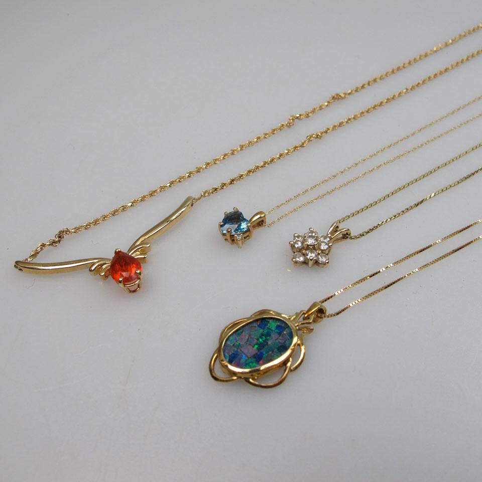 4 x 14k Yellow Gold Chain And Pendants