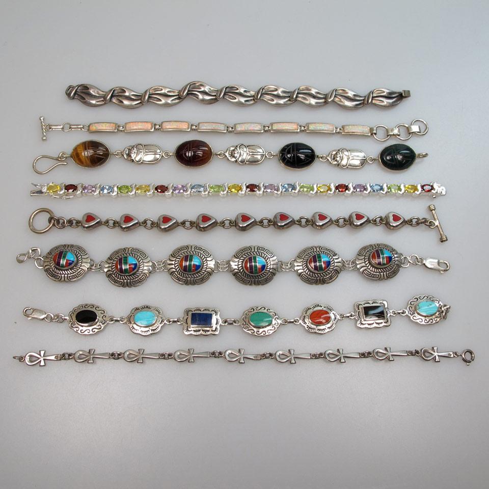 8 Various Sterling Silver Bracelets