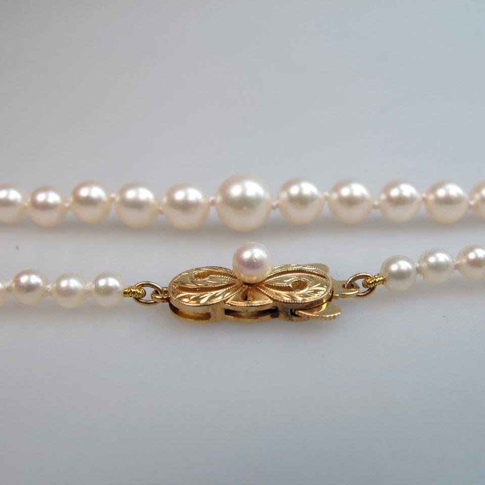 Mikimoto Single Graduated Strand Cultured Pearl Necklace