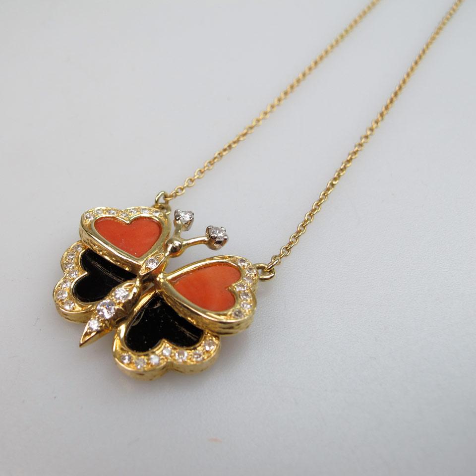 English 18k Yellow Gold Butterfly Necklace