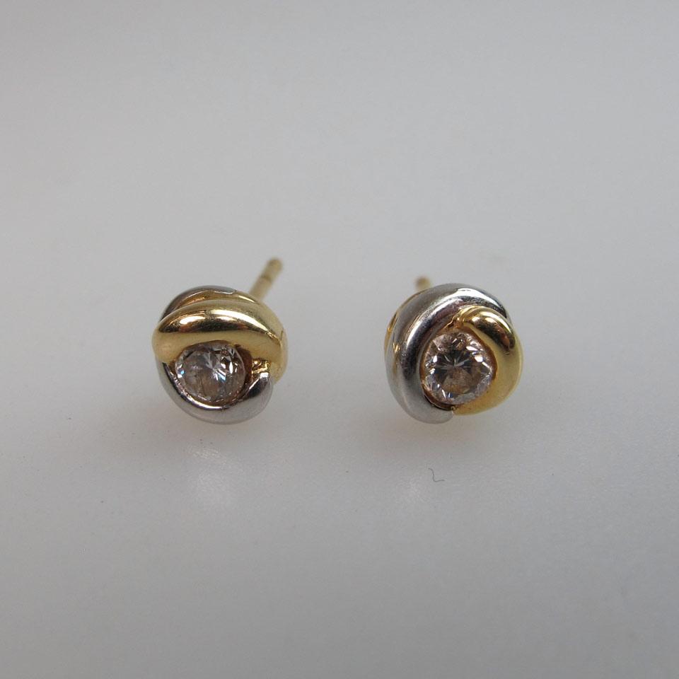 Pair Of 18k Yellow And White Gold Stud Earrings