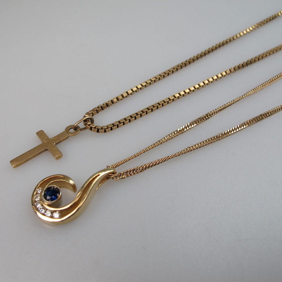 2 x 10k Yellow Gold Chain And Pendants