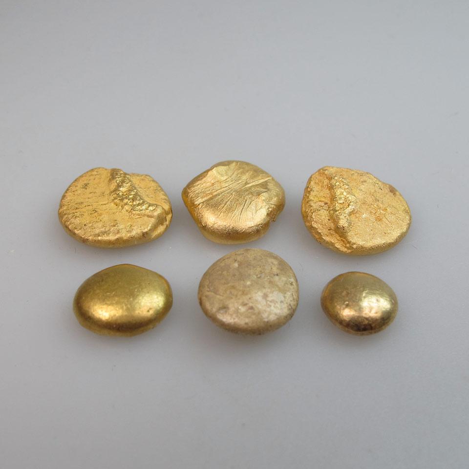 6 x 18k Yellow Gold Nuggets