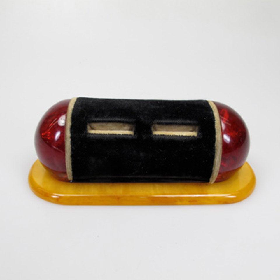 Red And Butterscotch Bakelite Ring Holder