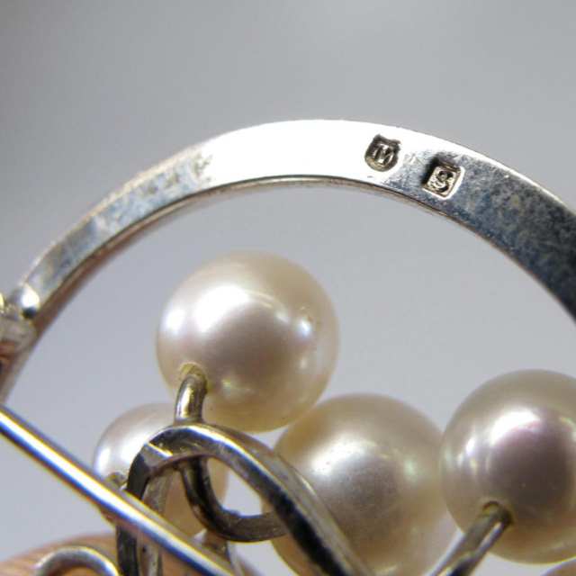 Mikimoto Sterling Silver Circular Brooch