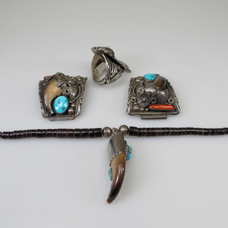 4 Pieces Of Navajo Sterling Silver Jewellery