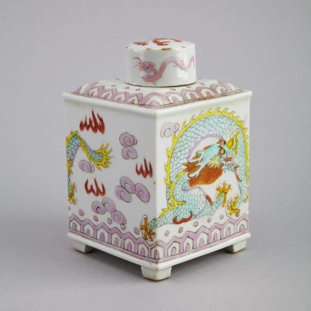Famille Rose Tea Caddy and Cover, 19th/20th Century