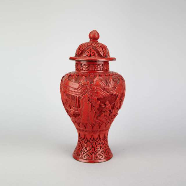 Cinnabar Lacquer Vase and Cover, Early 20th Century