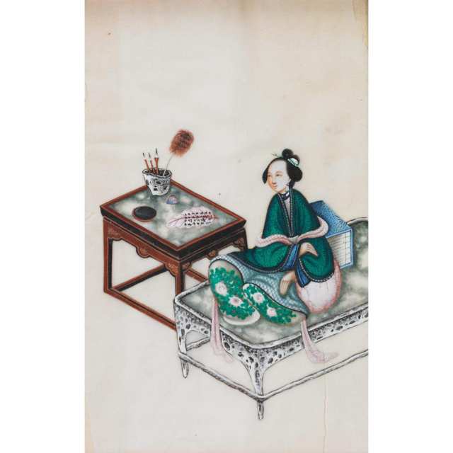 Three Chinese Export Pith Paper Paintings, 19th Century