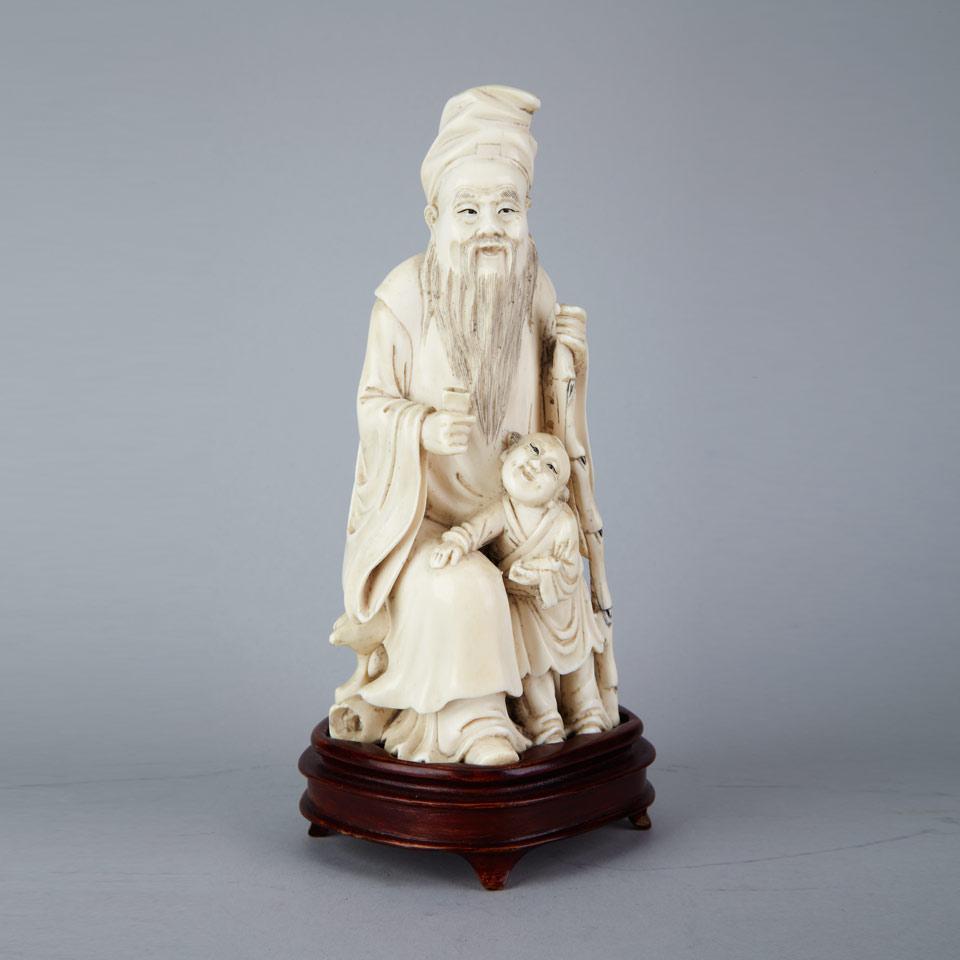 Ivory Carved Scholar and Attendant