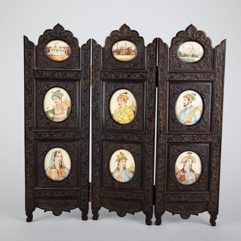 Nine Painted Ivory Miniatures, Indo-Persian