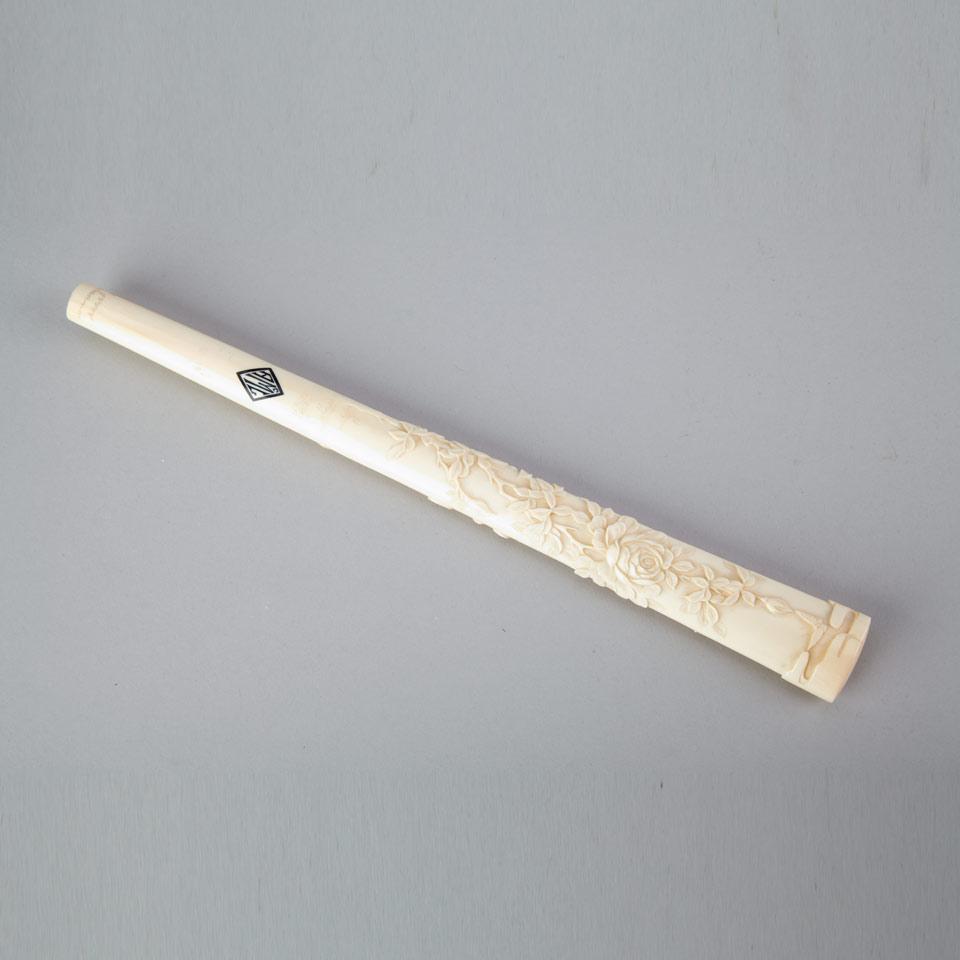Ivory Carved Parasol Handle, Circa 1900
