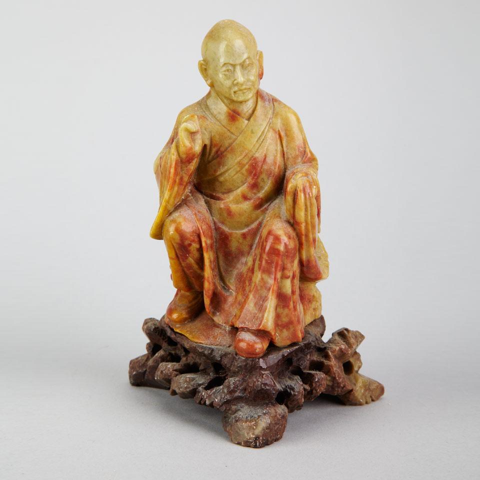 Shoushan Soapstone Carving of a Lohan, Early 20th Century