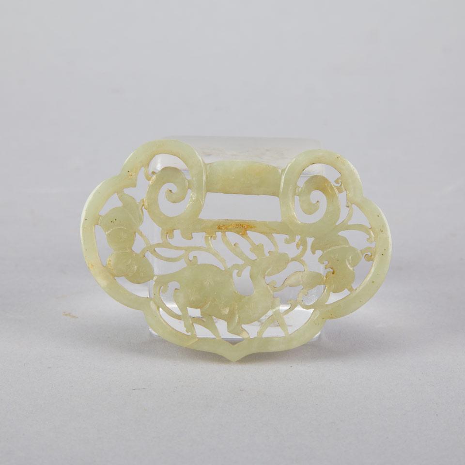 Pale Celadon Jade Lock-Form Pendant