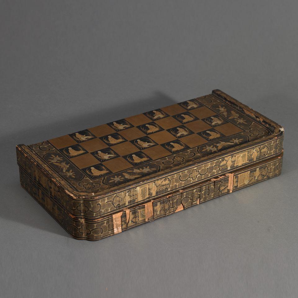 Export Lacquer and Gilt Painted  Game Board, 19th Century