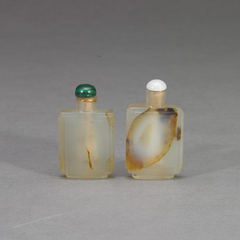 Two Flask Form Agate Snuff Bottles