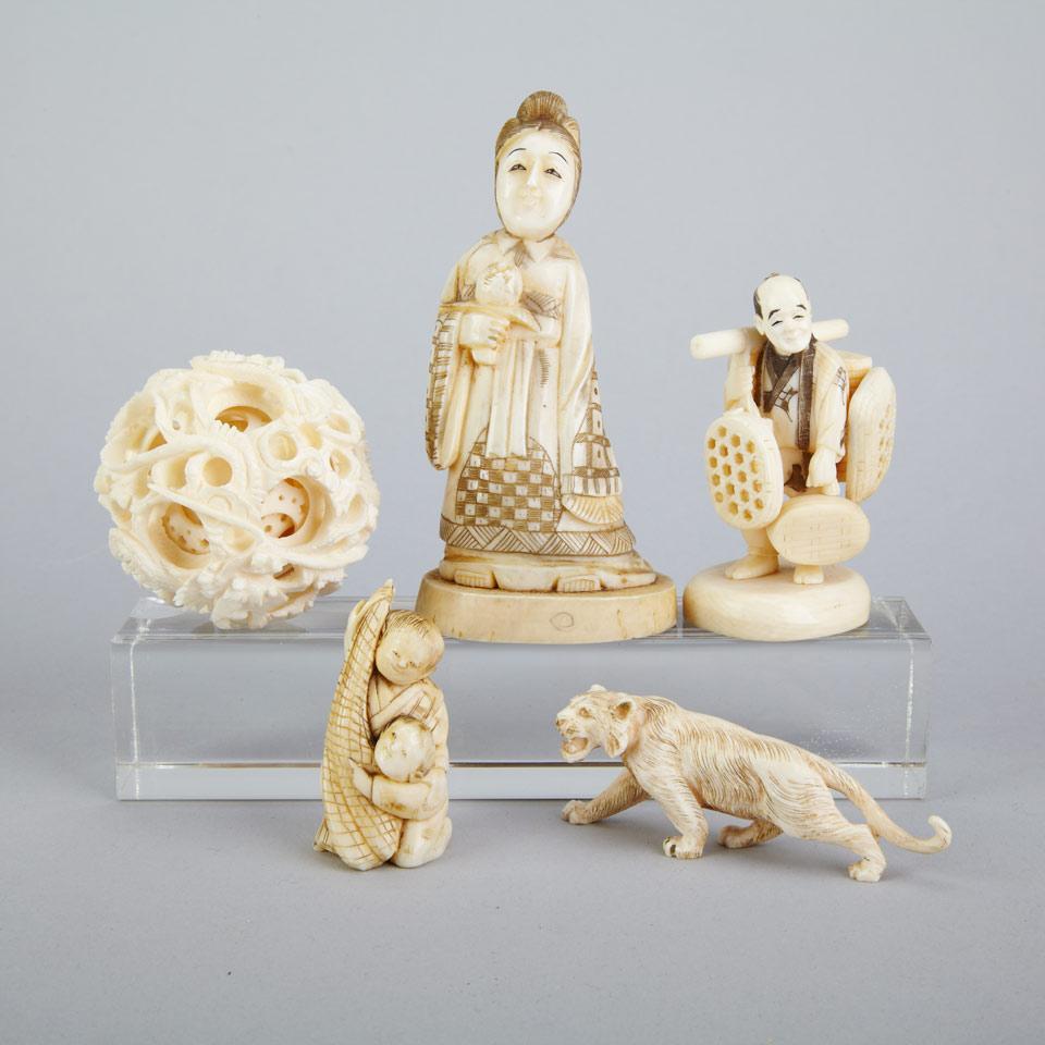 Group of Four Ivory Carvings