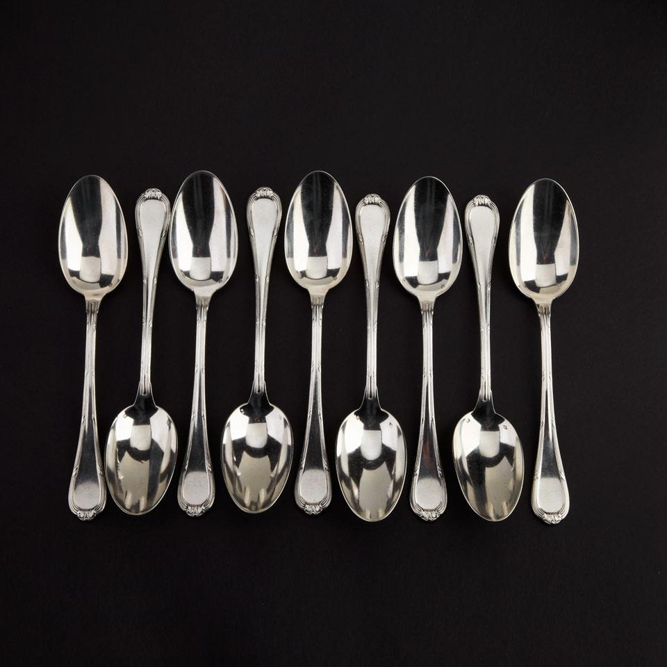 Nine French Silver Table Spoons and Nine Table Forks, Hénin & Cie., Paris, c.1900