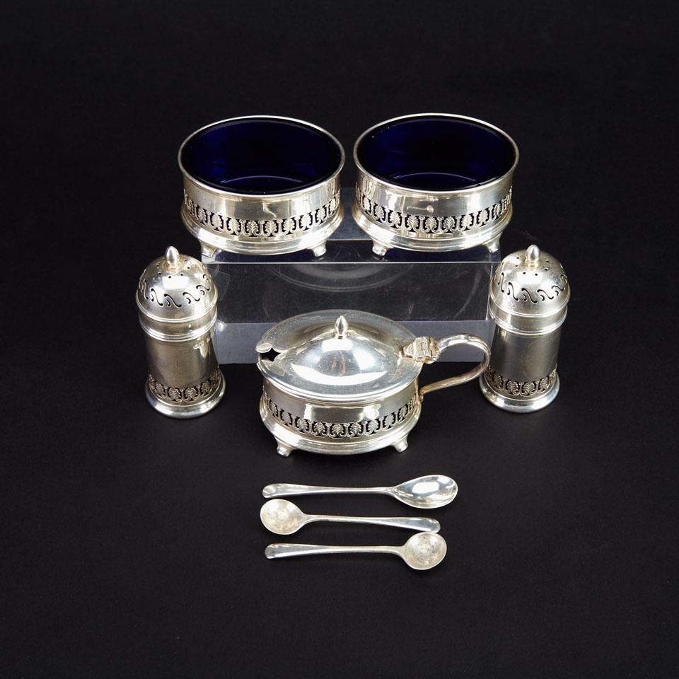 English Silver Condiment Set, William Suckling Ltd., Birmingham, 1939-50