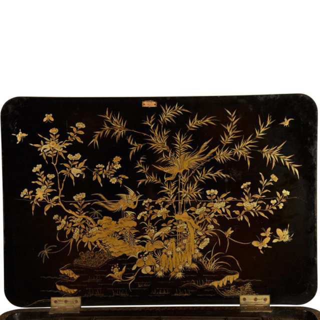 Export Black Lacquer and Gilt Painted Desk, 19th Century