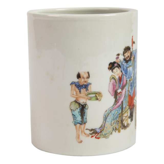 Finely Painted Famille Rose Brushpot, Republican Period