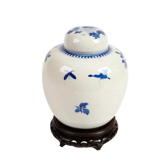 Blue and White Ginger Jar and Cover, 19th Century