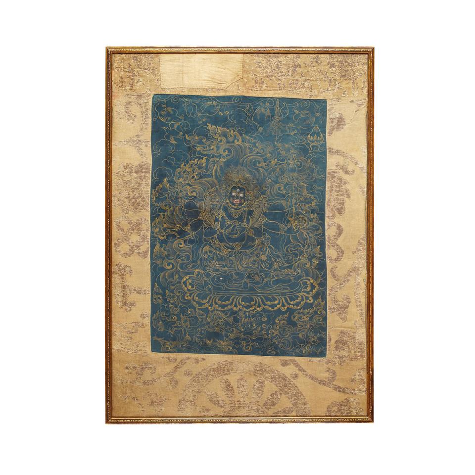 Blue Ground Thangka of Vajrapani, Tibet, 19th Century