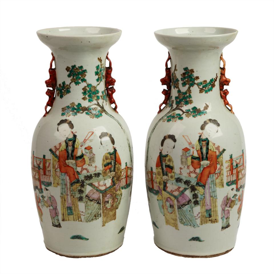 Pair of Famille Verte ‘Ladies’ Vases