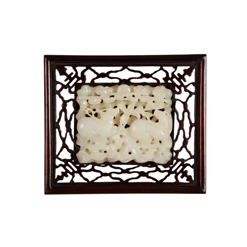 Rosewood and White Jade Panel