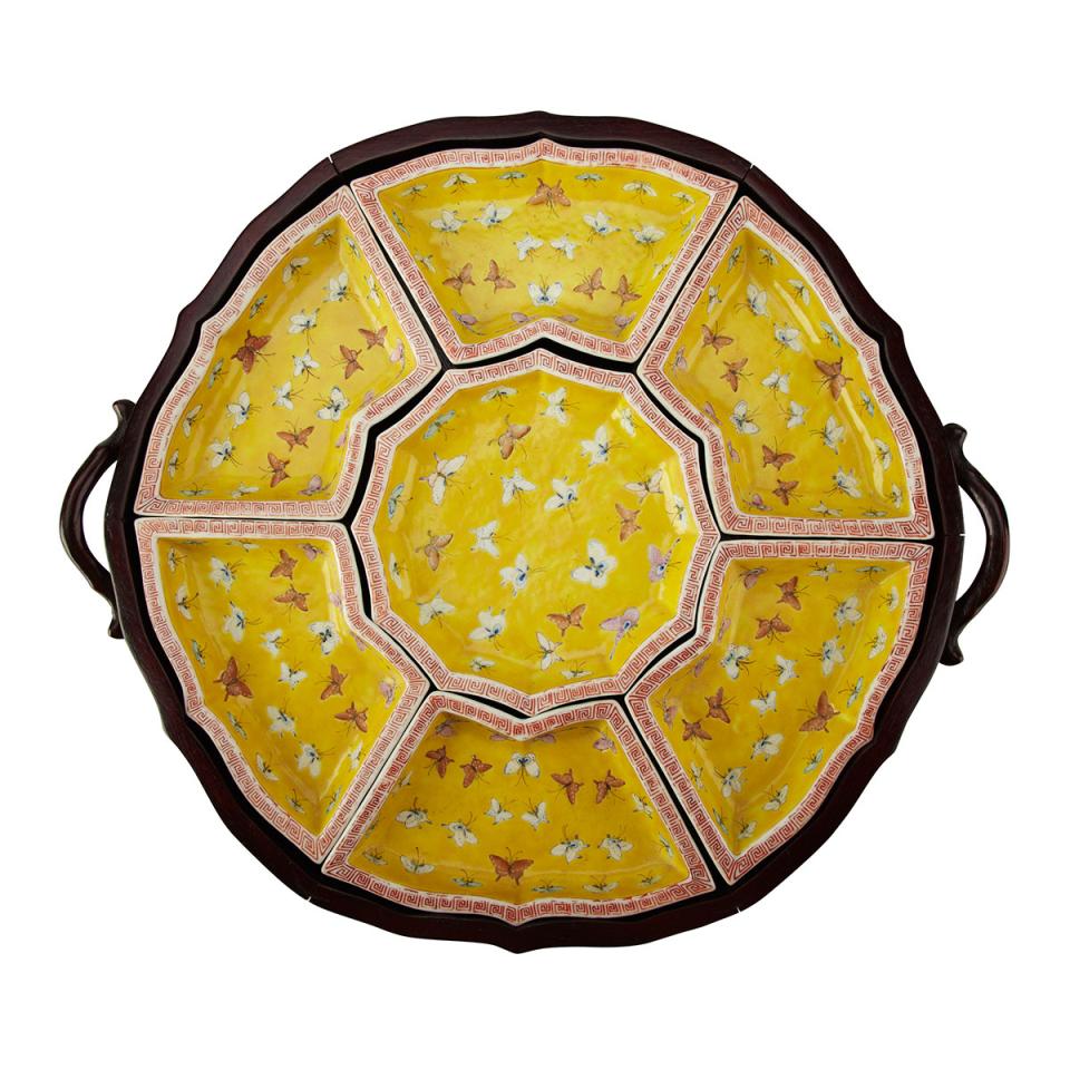 Seven-Piece Famille Rose Dish Set, Tongzhi Mark and Period (1862-1874)