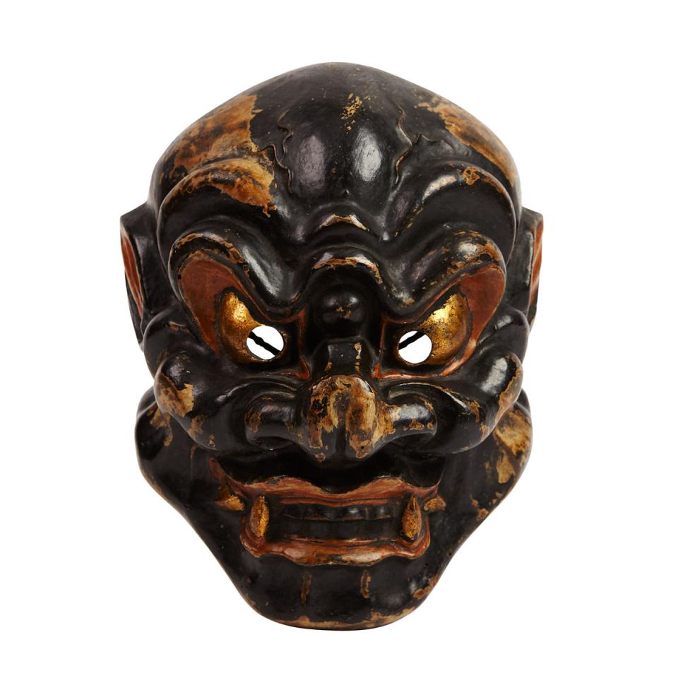 Polychromed Lacquered Wood Gigaku Mask, 18th/19th Century