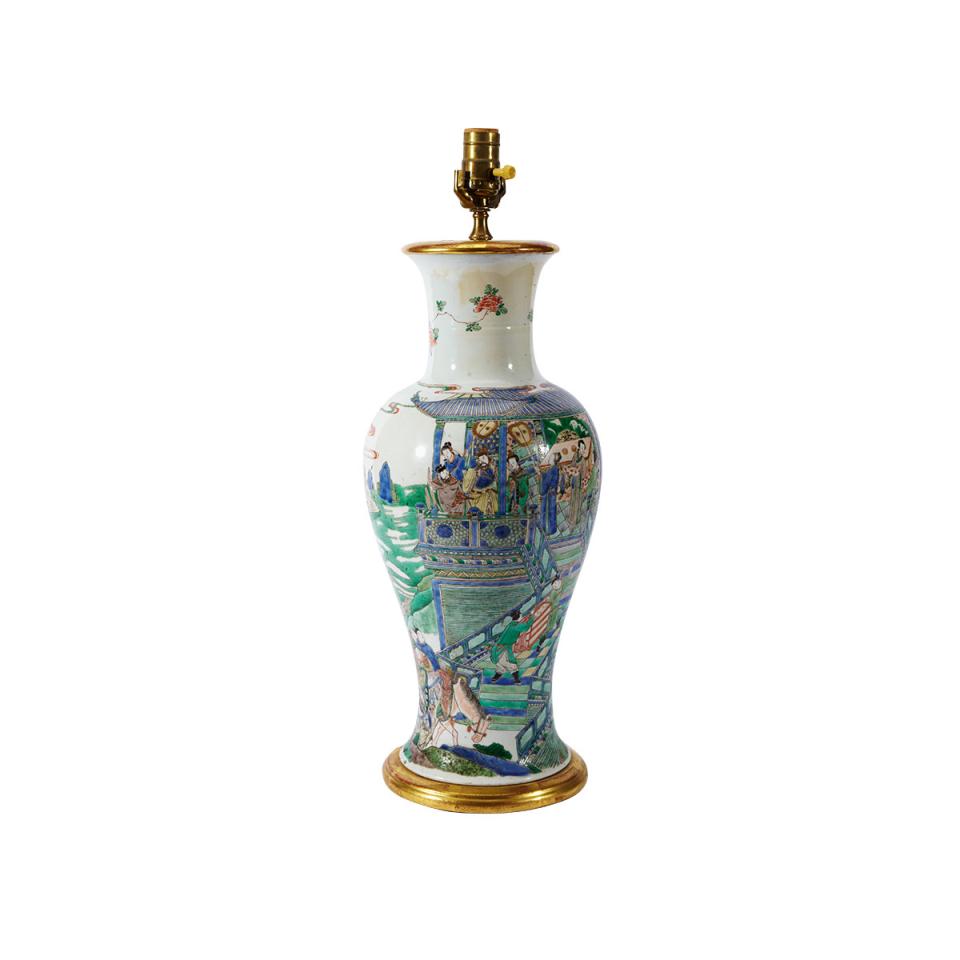 Rare Famille Verte Baluster Vase, Kangxi Period (1662-1722)