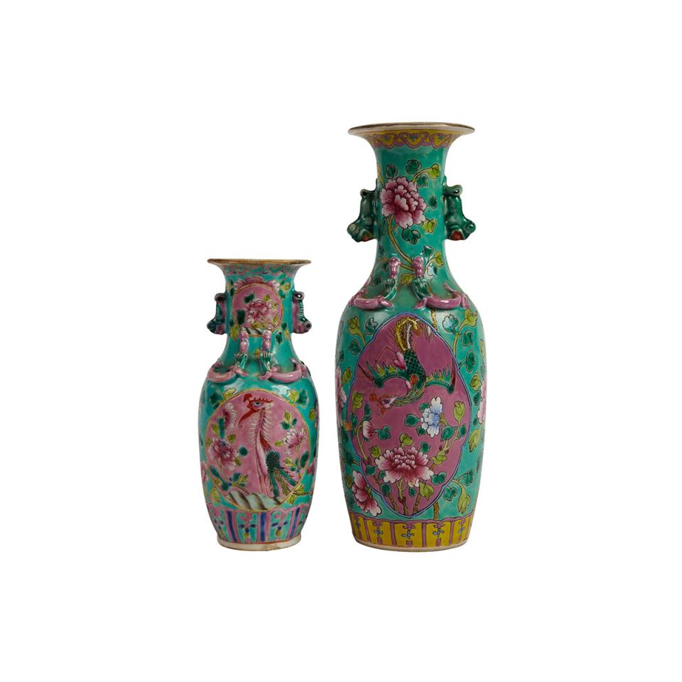 Two Famille Rose Nonya Vases, Early 20th Century