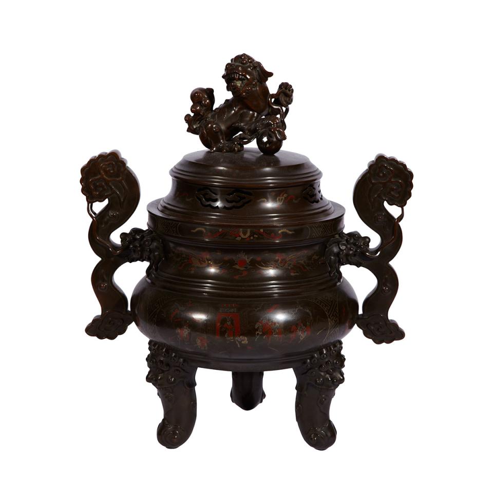 Large Bronze and Inlay Censer, 19th Century