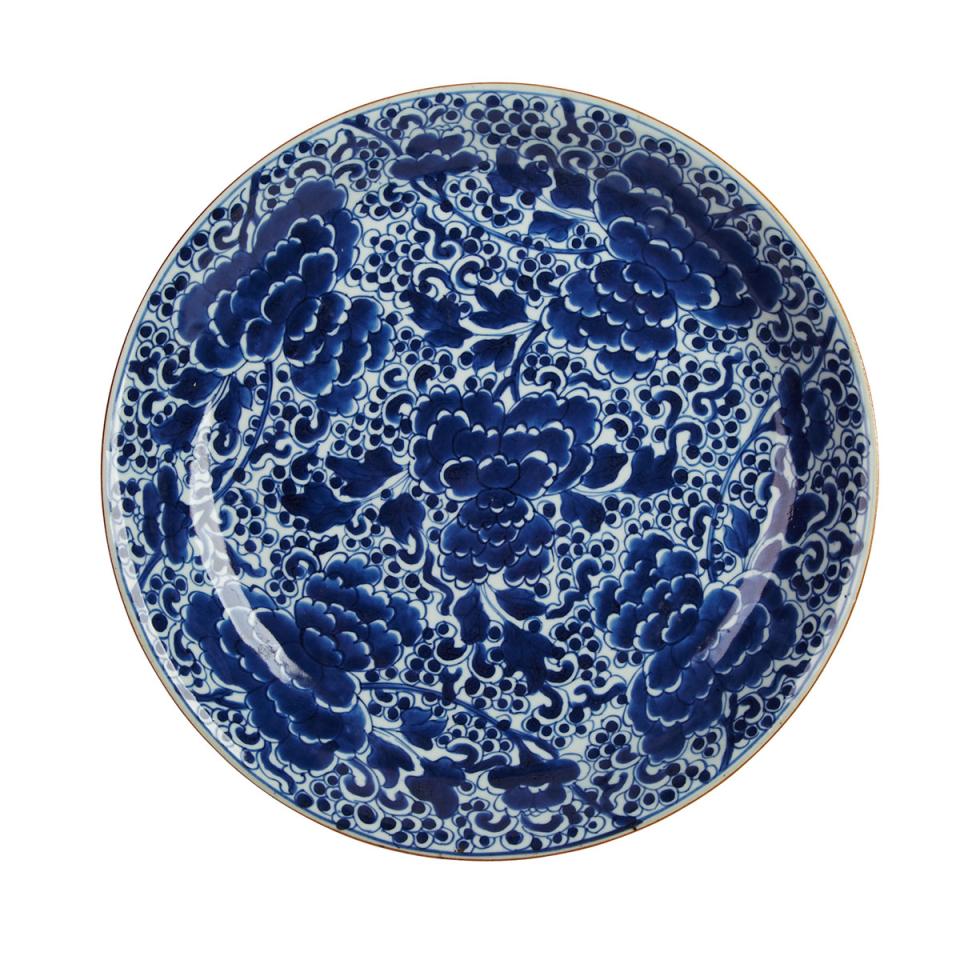 Large Blue and White Lotus Charger, Kangxi Period (1662-1722)