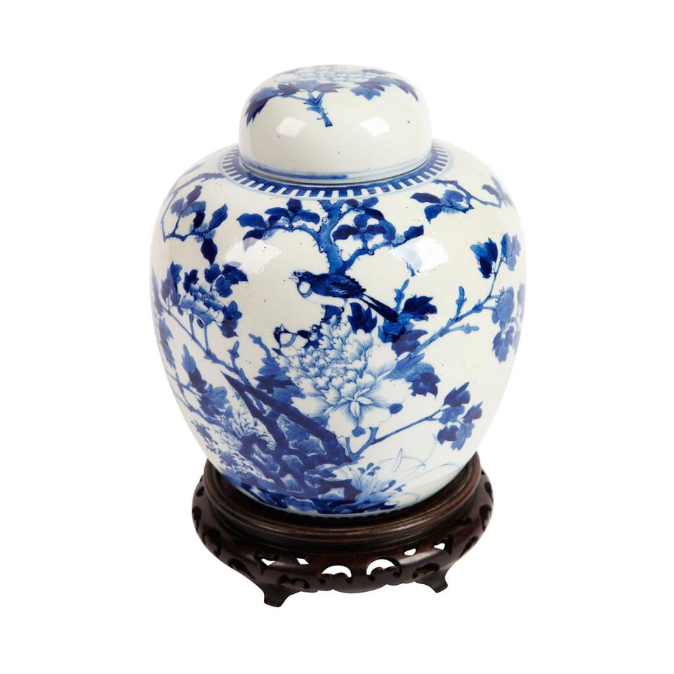 Blue and White Ginger Jar and Cover, 19th Century