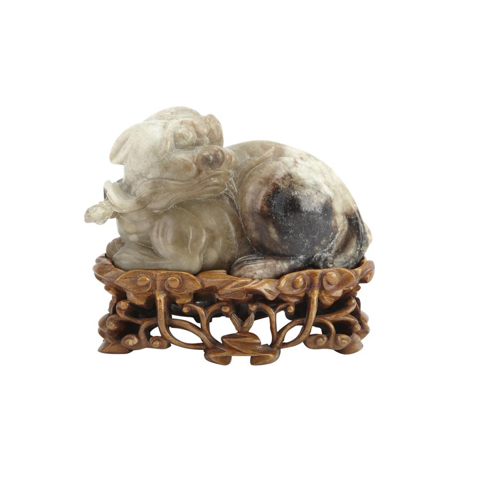 Mottled Brown Jade Study of a Dog, 19th Century