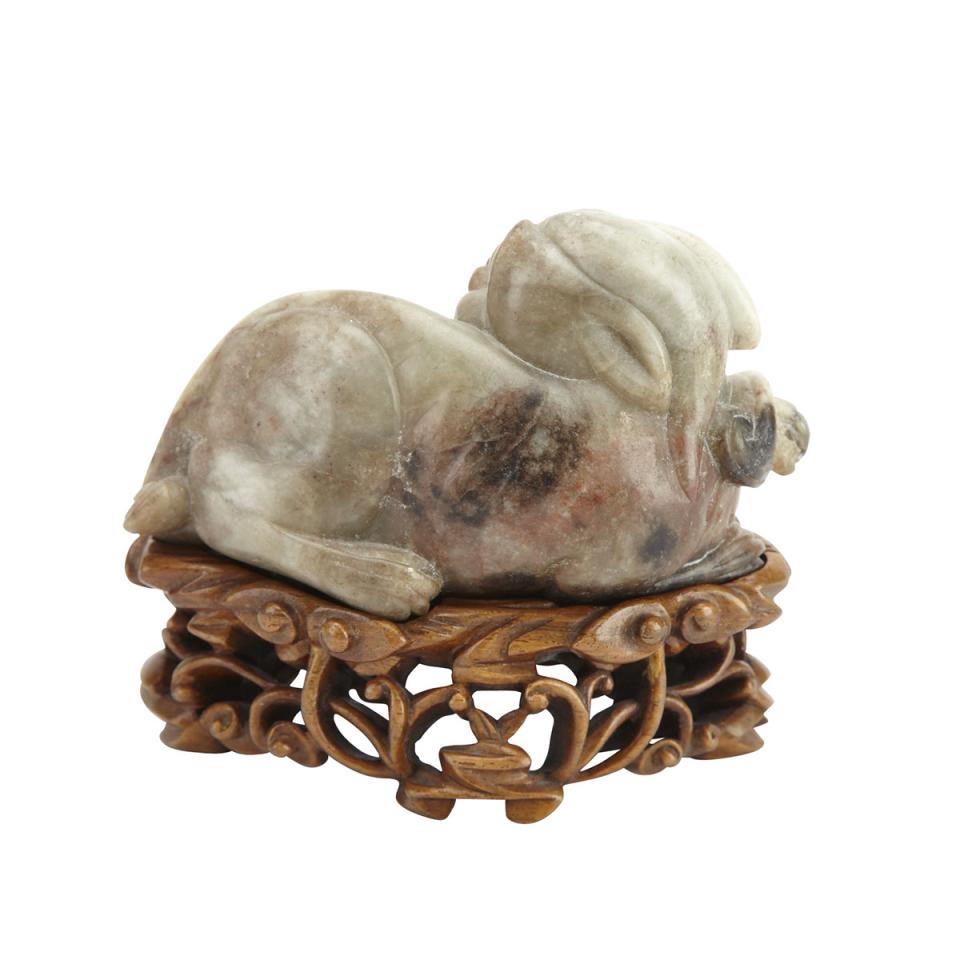 Mottled Brown Jade Study of a Dog, 19th Century